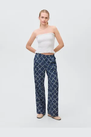 MANGO Pantaloni diritti stampati
