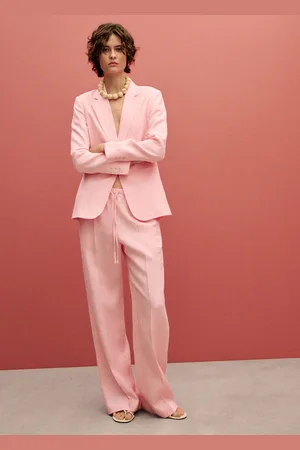 MANGO Pantaloni diritti lino fiocco