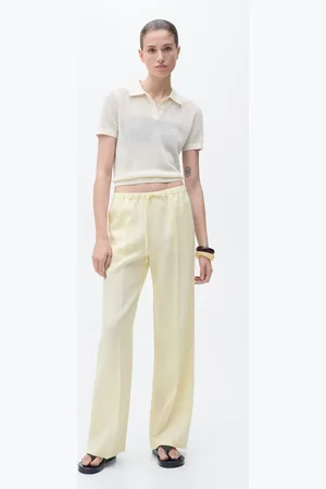 MANGO Pantaloni diritti lino fiocco