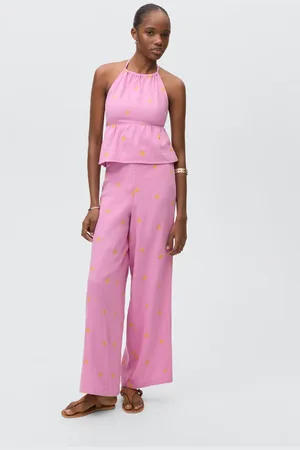 MANGO Pantaloni culotte ricamo