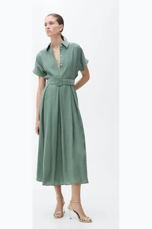 MANGO Vestito midi svasato cintura