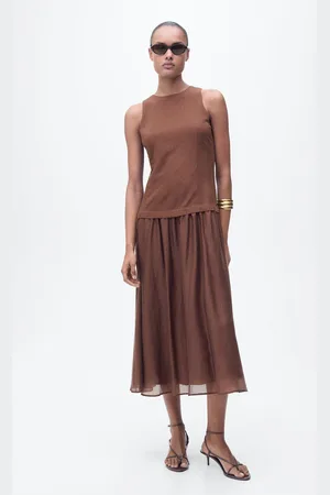 MANGO Vestito midi tessuto combinato