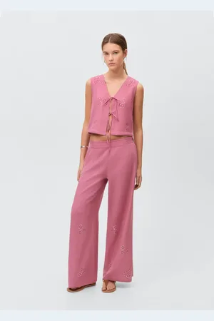 MANGO Pantaloni culotte ricamo