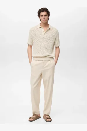 MANGO Polo maglia traforata cotone