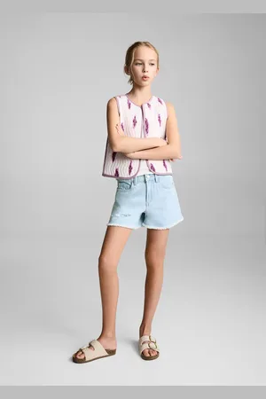 MANGO Short denim orlo sfilacciato