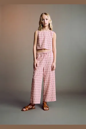 MANGO Pantaloni cotone stampato