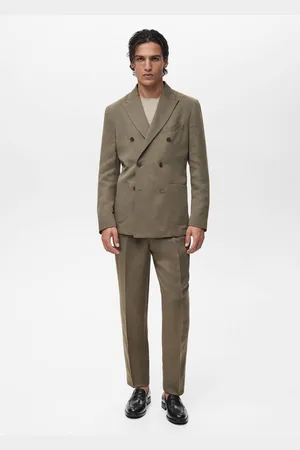 MANGO Giacca da abito 100% lino slim fit doppiopetto