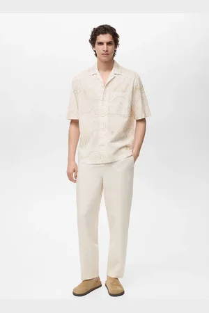 MANGO Camicia collo bowling ricami