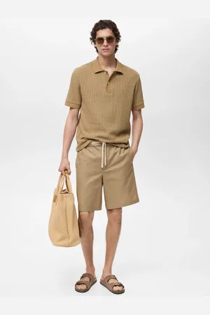 MANGO Bermuda lino laccio