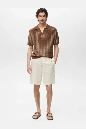 MANGO Bermuda lino laccio