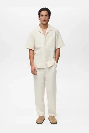 MANGO Camicia lino collo bowling tasche