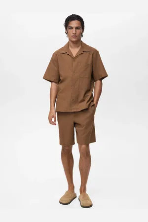 MANGO Camicia lino collo bowling tasche