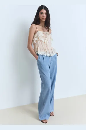 MANGO Pantaloni wideleg lyocell pinces