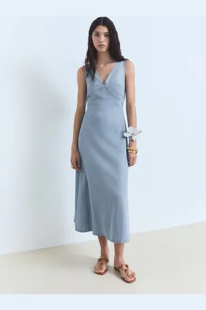 MANGO Vestito midi lyocell collo a V