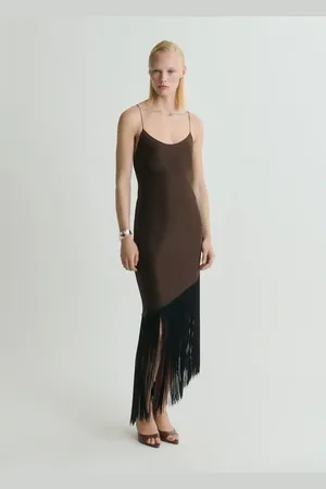 MANGO Vestito raso asimmetrico frange