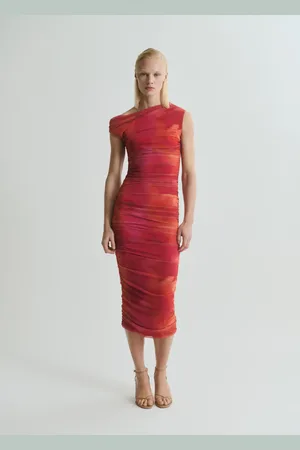 MANGO Vestito midi floreale collo asimmetrico