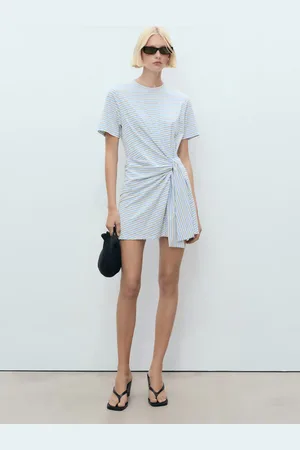 MANGO Vestito corto righe nodo