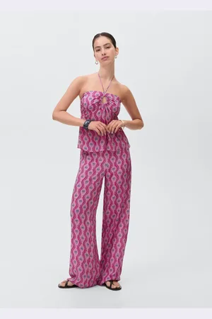 MANGO Pantaloni stampa palma