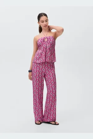 MANGO Top stampato con collo all