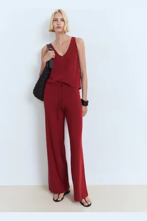 MANGO Pantaloni maglia cotone lino