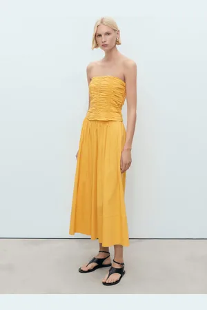 MANGO Top increspato senza spalline