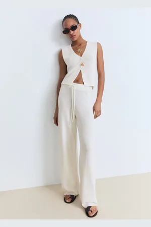 MANGO Pantaloni maglia cotone lino