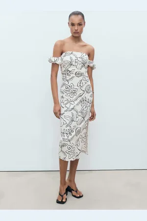 MANGO Vestito floreale senza spalline