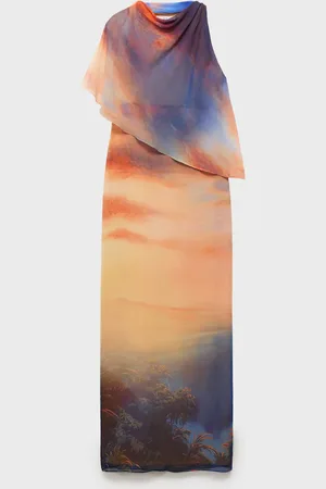 MANGO Vestito stampa strato asimmetrico
