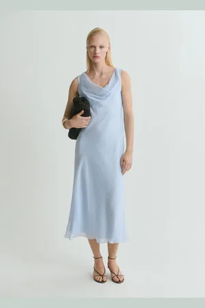 MANGO Vestito midi scollo drappeggiato
