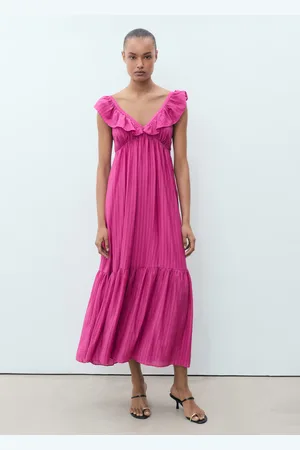 MANGO Vestito lungo scollo volant