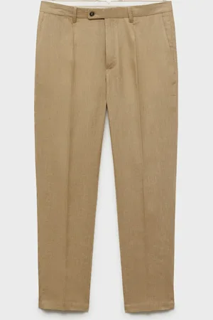 MANGO Pantaloni 100% lino slim fit