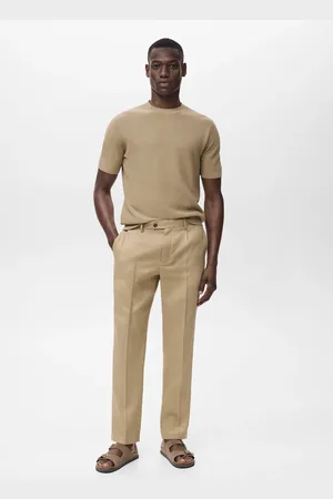 MANGO Pantaloni 100% lino slim fit