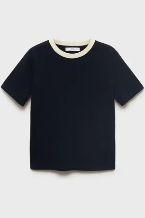 MANGO Maglietta cotone collo contrasto