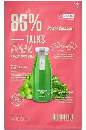 Missha TALKS VEGAN - SQUEEZE SHEET MASK Maschera in Tessuto - Power Cleanse