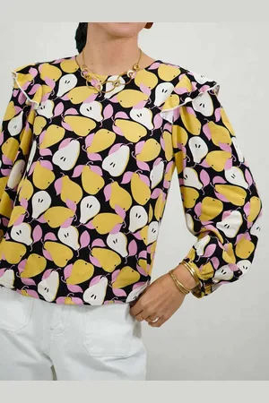 Mariquita Trasquilá Top de manga larga con volantes y estampado de peras xs
