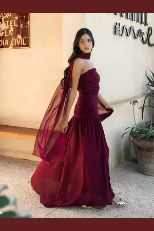 Mariquita Trasquilá Abito largo la balbaina berenjena xs