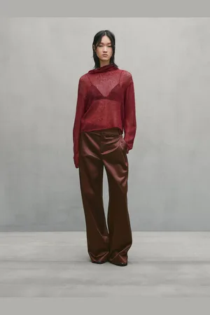 Massimo Dutti Pantaloni Lucidi Con Pince
