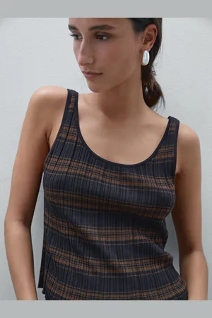 Massimo Dutti Top In Maglia A Righe 100% Cotone