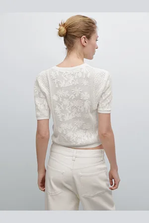 Massimo Dutti Cardigan In Maglia Con Dettaglio In Pizzo