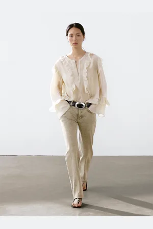 Massimo Dutti Jeans Straight A Vita Media In Misto Cotone
