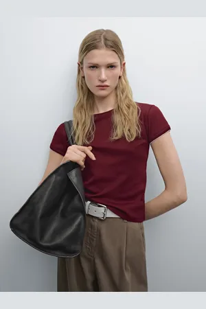 Massimo Dutti Maglietta A Coste A Contrasto 100% Cotone