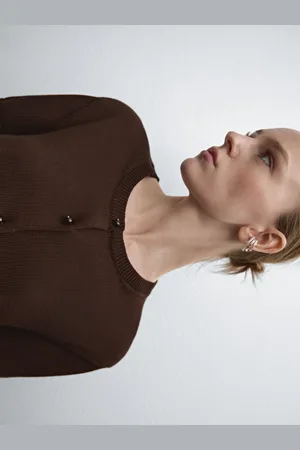Massimo Dutti Cardigan In Maglia Con Dettaglio Di Bottoni