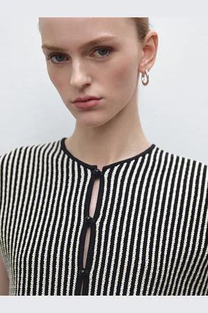 Massimo Dutti Gilet In Maglia Cropped A Righe