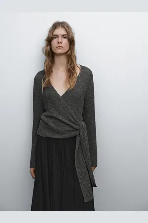Massimo Dutti Cardigan In Maglia Incrociato Con Fiocco