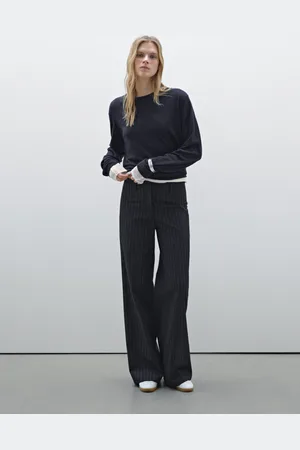 Massimo Dutti Pantaloni Gessati In Misto Lana