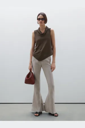 Massimo Dutti Top Drappeggiato Asimmetrico 100% Lino