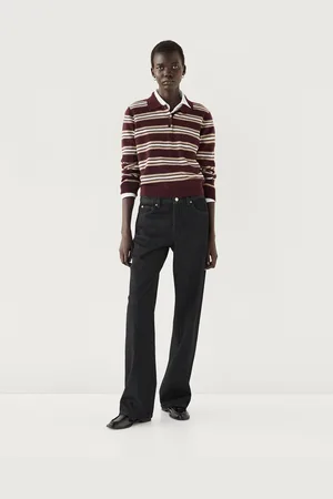 Massimo Dutti Maglia A Polo A Righe 100% Cashmere