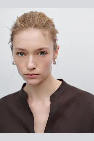 Massimo Dutti Camicia Morbida Con Collo Alla Coreana In Lino
