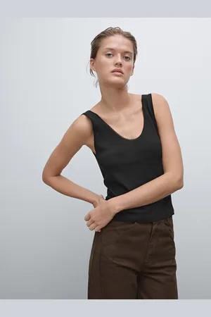 Massimo Dutti Top Con Dettaglio In Pizzo In Misto Cotone