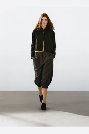 Massimo Dutti Pantaloni Capri Balloon Fit In Misto Lino